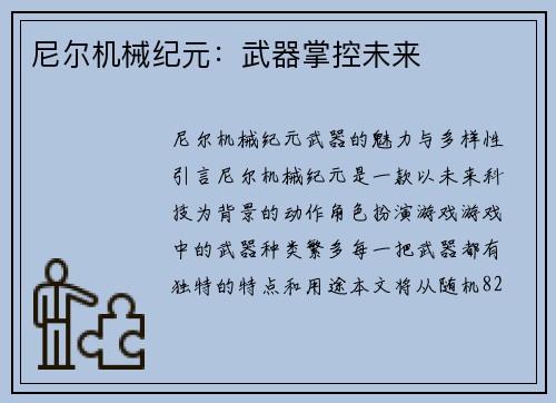 尼尔机械纪元：武器掌控未来